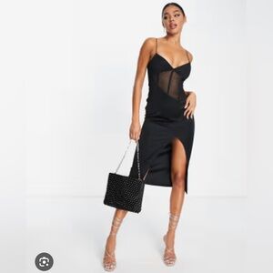 ASOS Black Spaghetti Strap Slip Midi Dress